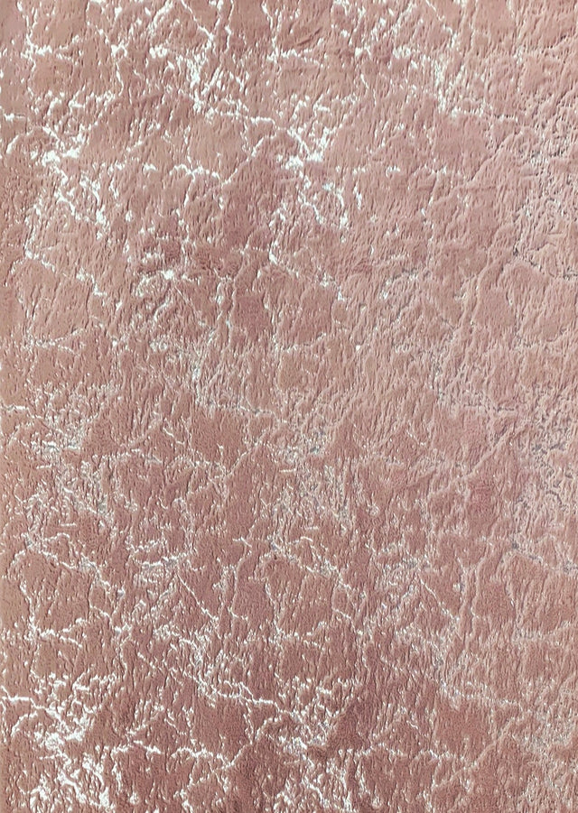 Rose Pink With Silver Metallic Shimmery Design Faux Rabbit Touch Rug - Faux Fur Rug, Rose Silver Scattered, 7'6" X 10'3" (1 Unit)