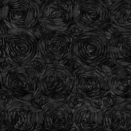 Rosette Satin Black Fabric,