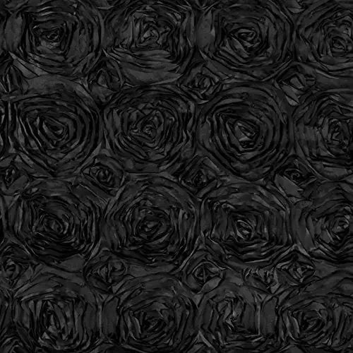 Rosette Satin Black Fabric,