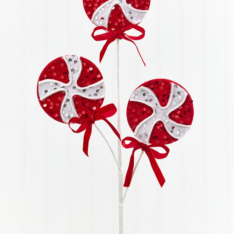 24" Sequin Peppermint Spray