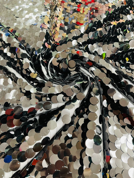Round Sequin Polyester Fabric - Round Sequin, 54" Width (1 Yard)
