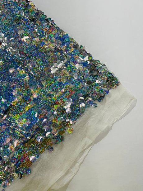 Round Sequin Polyester Fabric - Round Sequin, 54" Width (1 Yard)