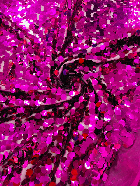 Round Sequin Polyester Fabric - Round Sequin, 54" Width (1 Yard)