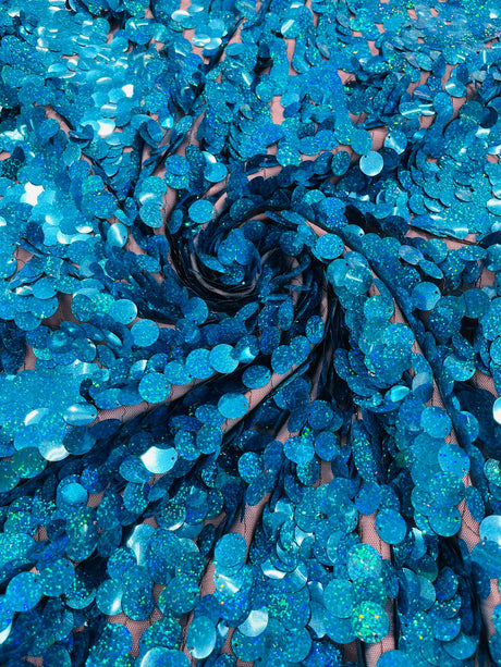 Round Sequin Polyester Fabric - Round Sequin, 54" Width (1 Yard)