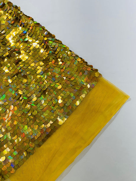 Round Sequin Polyester Fabric - Round Sequin, 54" Width (1 Yard)