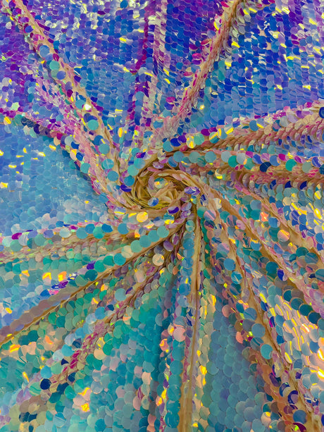 Round Sequin Polyester Fabric - Round Sequin, 54" Width (1 Yard)