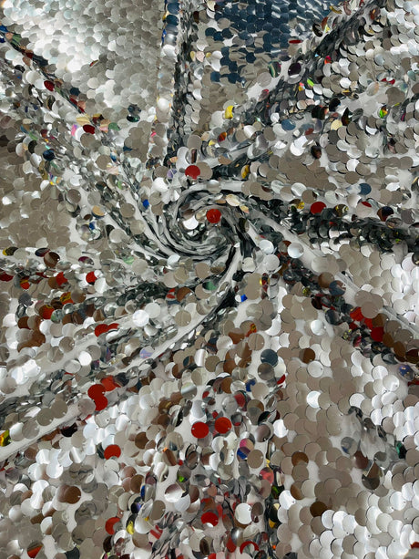 Round Sequin Polyester Fabric - Round Sequin, 54" Width (1 Yard)