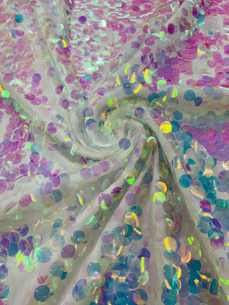 Round Sequin Polyester Fabric - Round Sequin, 54" Width (1 Yard)