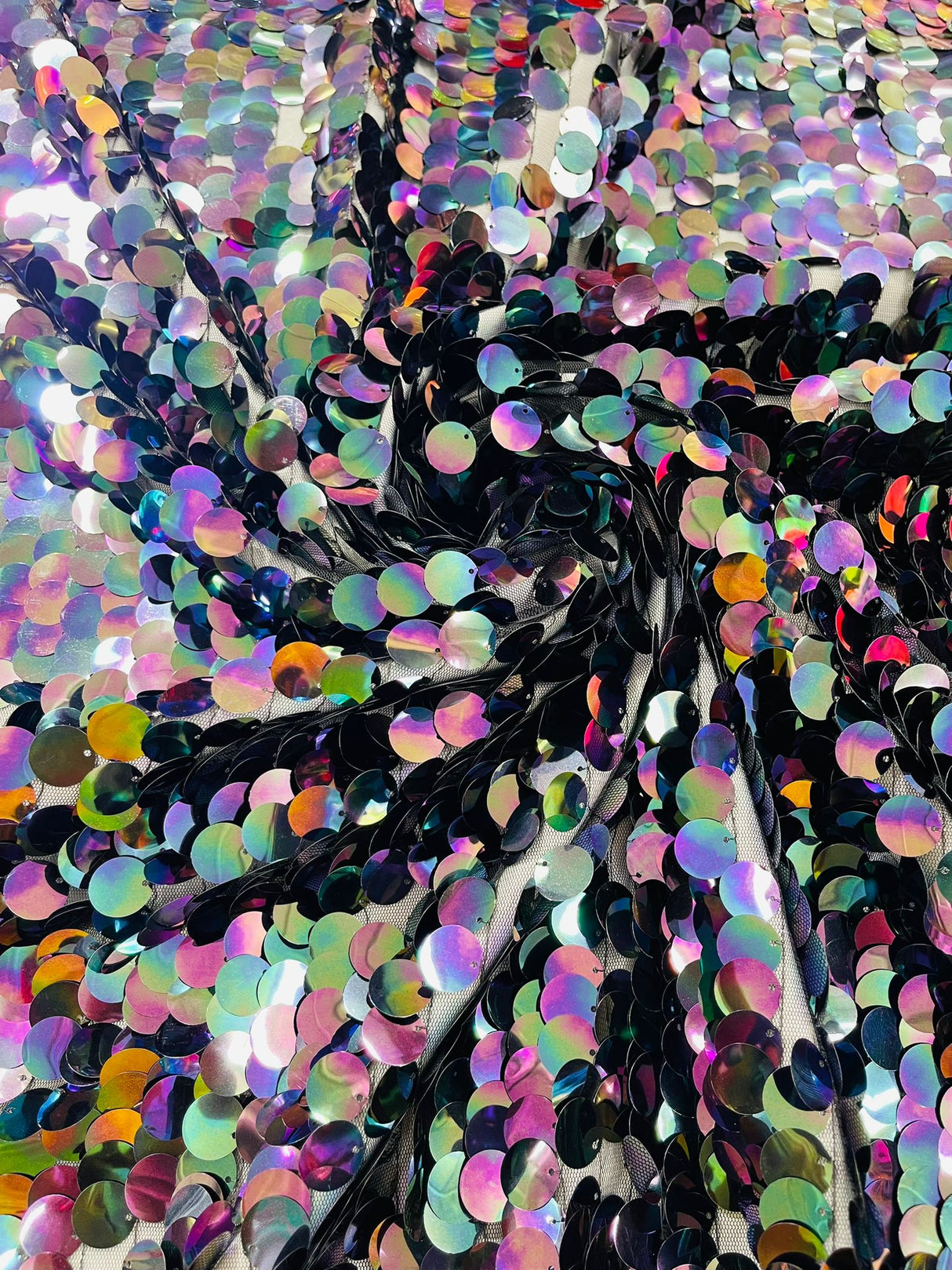 Round Sequin Polyester Fabric - Round Sequin, 54" Width (1 Yard)