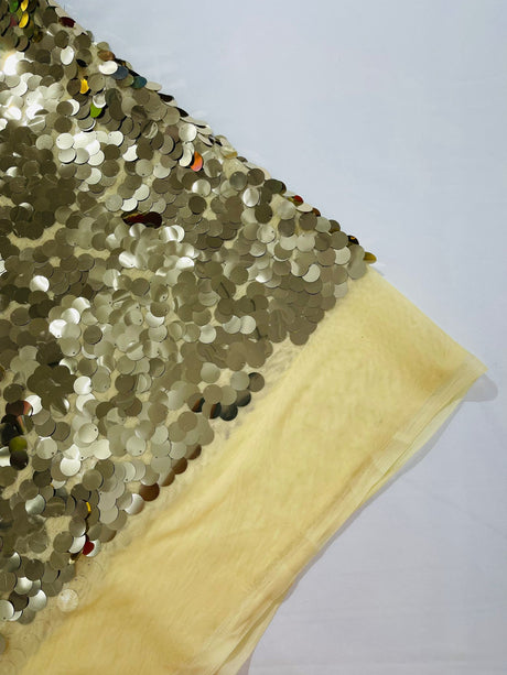 Round Sequin Polyester Fabric - Round Sequin, 54" Width (1 Yard)