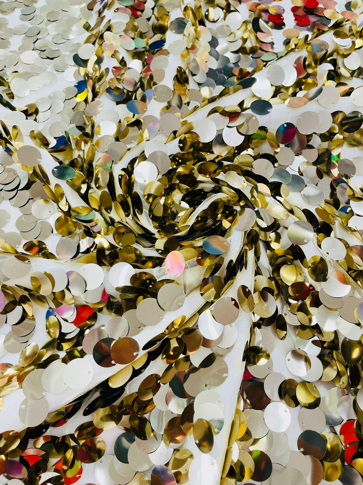 Round Sequin Polyester Fabric - Round Sequin, 54" Width (1 Yard)