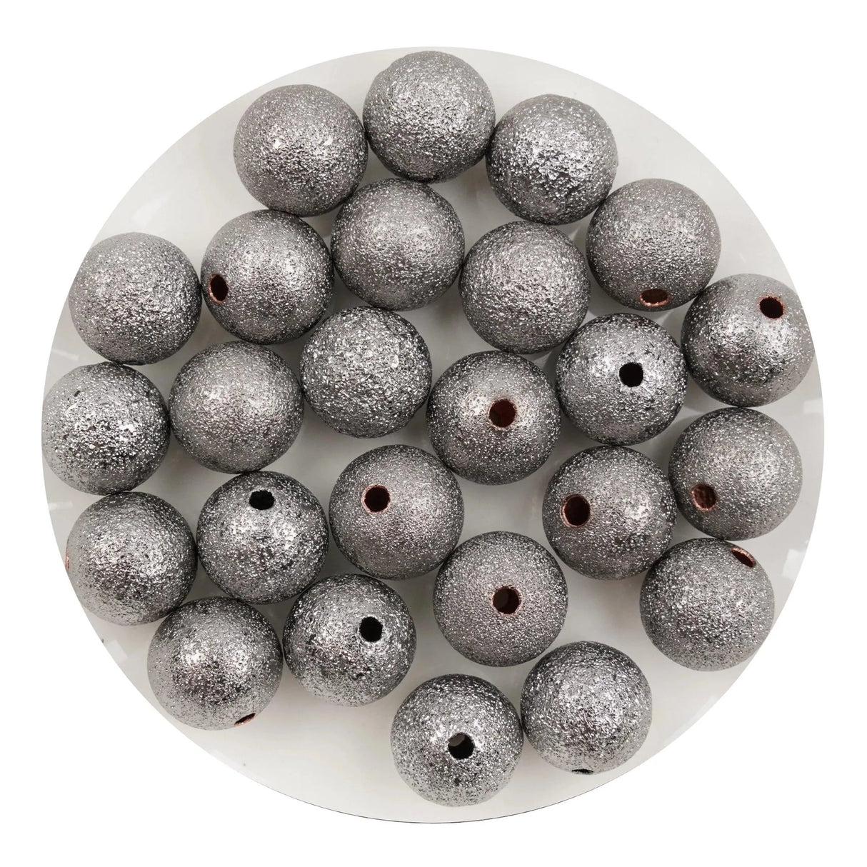 Round String Bead Brushed Metal - Charcoal (5 Beads - 12mm)