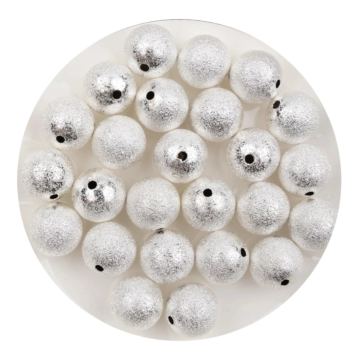 Round String Bead Brushed Metal - Silver (5 Beads - 12mm)