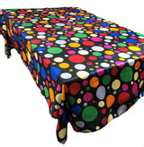 Round Tablecloth Satin Fabric - Multi Color Polka Dot, 51" Round (1 Piece)
