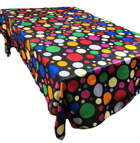 Round Tablecloth Satin Fabric - Multi Color Polka Dot, 51" Round (1 Piece)