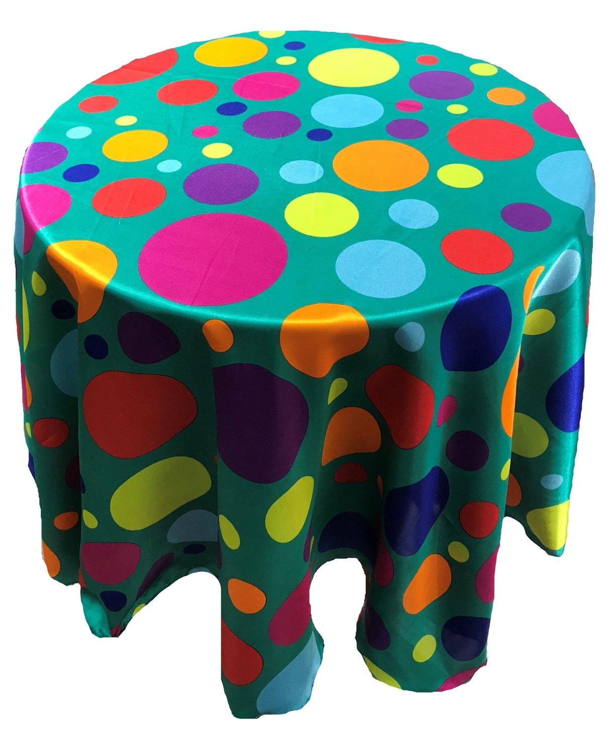 Round Tablecloth Satin Fabric - Multi Color Polka Dot, 51" Round (1 Piece)