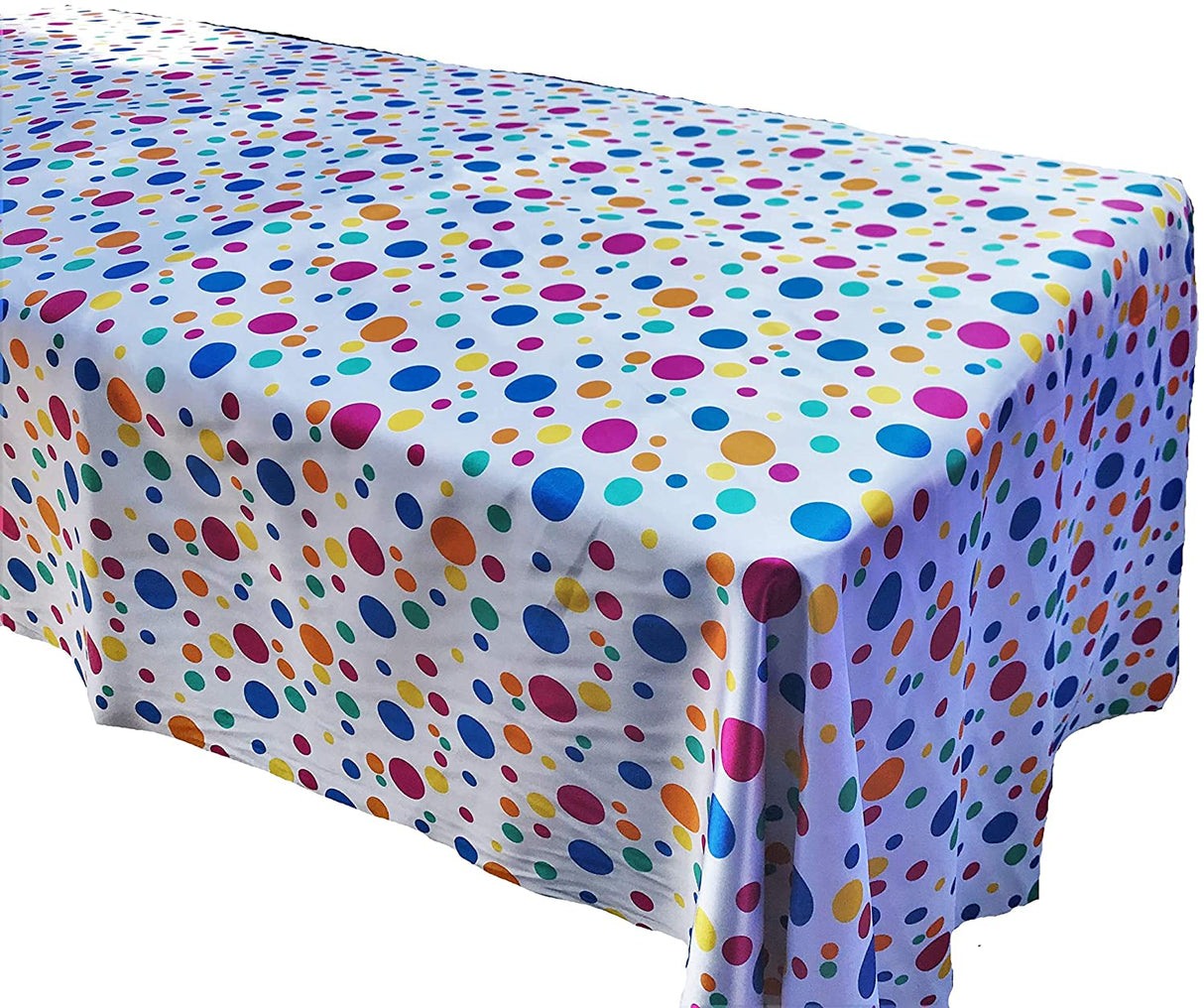 Round Tablecloth Satin Fabric - Multi Color Polka Dot, 51" Round (1 Piece)