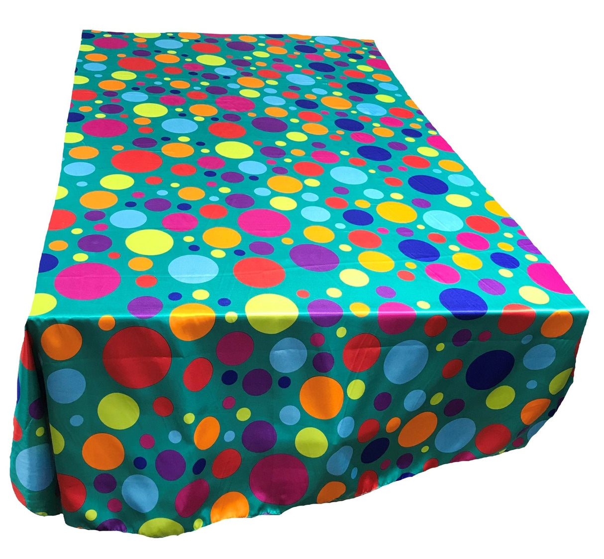 Round Tablecloth Satin Fabric - Multi Color Polka Dot, 51" Round (1 Piece)