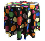 Round Tablecloth Satin Fabric - Multi Color Polka Dot, 51" Round (1 Piece)