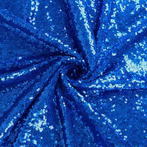 Royal Blue Sequin Fabric - Glitter Embroidery, Royal Blue, 1 Yard