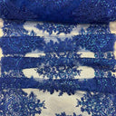 VT-14 Sequin Lace Fabric - Embroidered Mesh, Scalloped Edge, 20.08" Width
