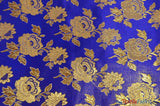 Oriental Metallic Flower Brocade Polyester Fabric - Metallic Brocade, 58" Wide (1 Yard)