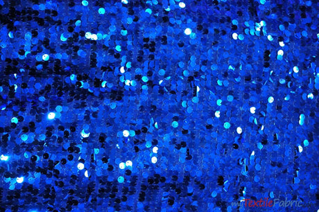 New York Dazzle Polyester Sequins Fabric - 6Mm Sequins, Semi Solid Mesh Sheer Background, 52" Width, Multiple Colors (1 Yard)