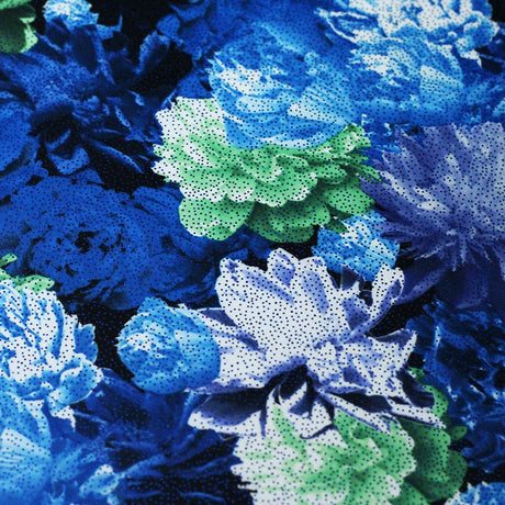 English Garden Polyester Spandex Fabric - Large Floral Print, Multiple Colors, 58-60" Width (1 Yard)