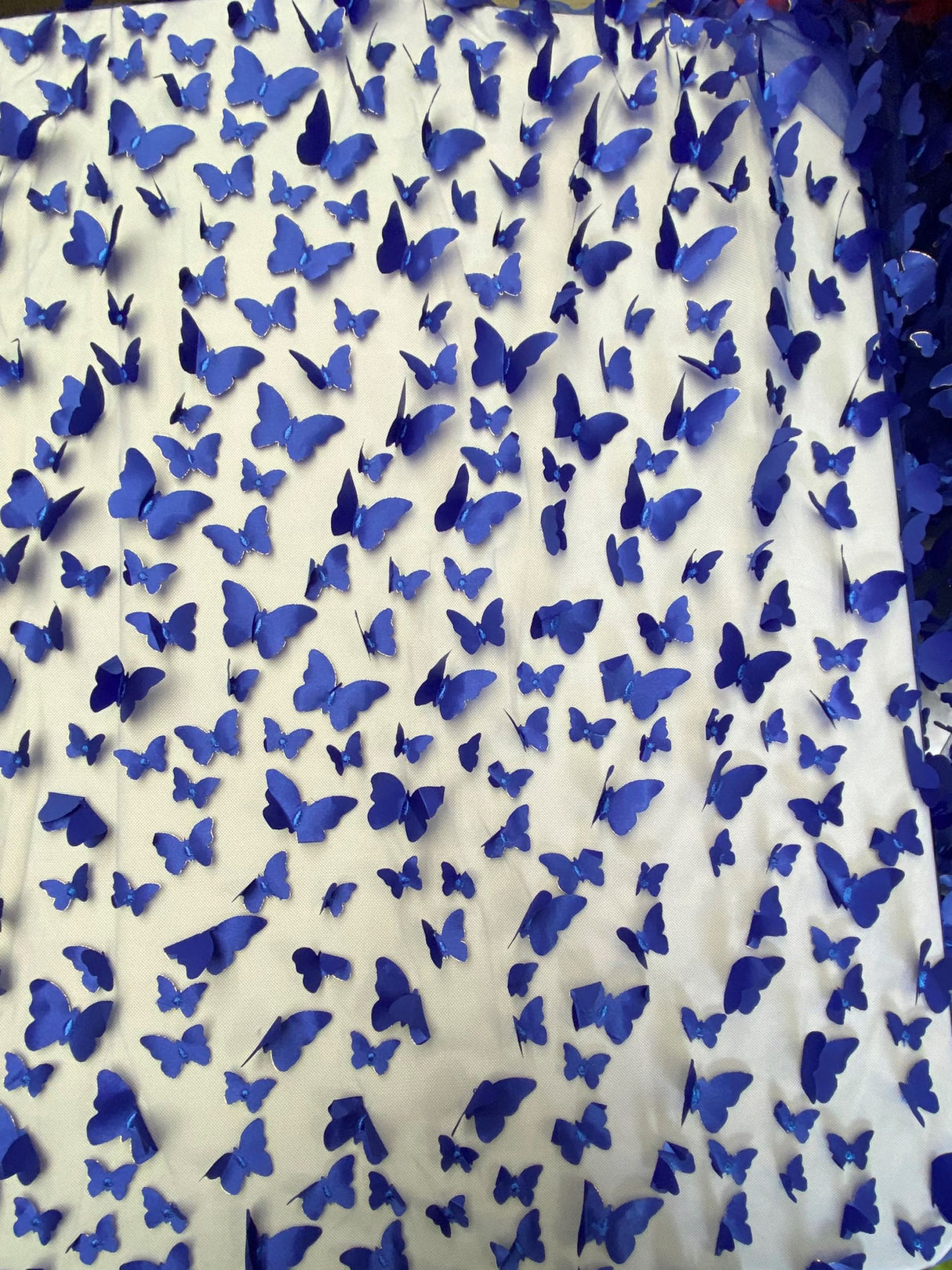 3D Butterflies Royal Blue 100 Percent Polyester Fabric - Light Weight Satin Butterflies, Royal Blue, 54" Width (1 Yard)