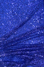 BPS Mesh Lace Royal Blue Polyester Fabric - Royal Blue Beads, Pearls & Sequins Mesh, 60" Width (1 Yard)