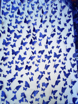3D Butterflies Royal Blue 100 Percent Polyester Fabric - Light Weight Satin Butterflies, Royal Blue, 54" Width (1 Yard)