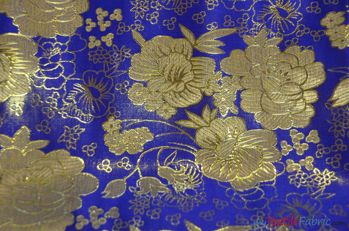 Oriental Metallic Flower Brocade Metallic Brocade Fabric - Metallic Flower, 58" Width (1 Yard)