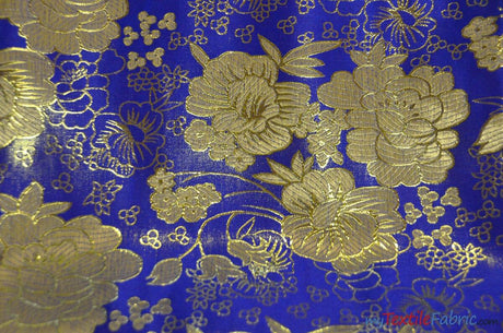 Oriental Metallic Flower Brocade Metallic Brocade Fabric - Metallic Flower, 58" Width (1 Yard)