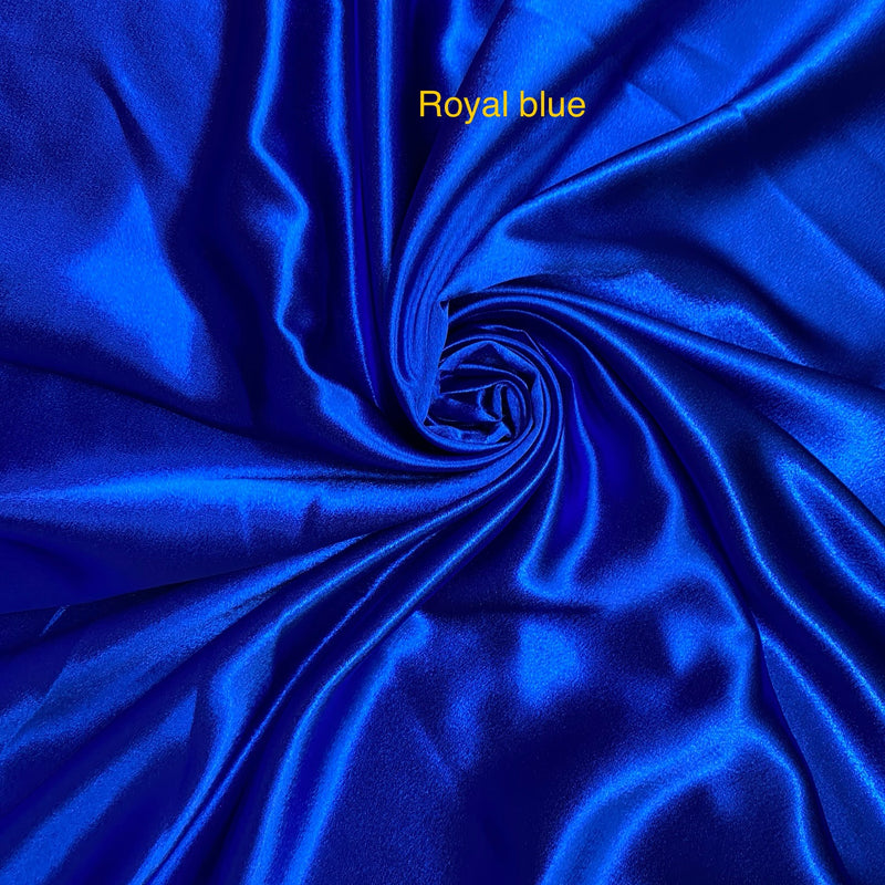 Crepe Satin Polyester Fabric - Royal Blue, Shiny, 58" Width (1 Yard)
