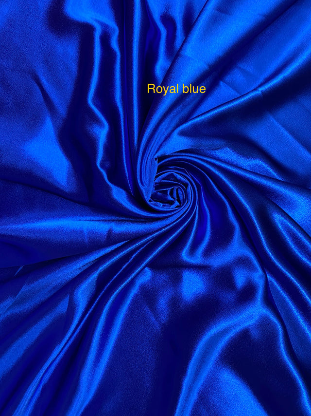 Crepe Satin Polyester Fabric - Royal Blue, Shiny, 58" Width (1 Yard)