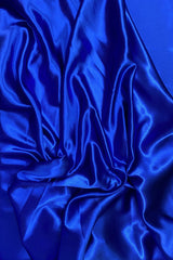 Crepe Satin Polyester Fabric - Royal Blue, Shiny, 58" Width (1 Yard)