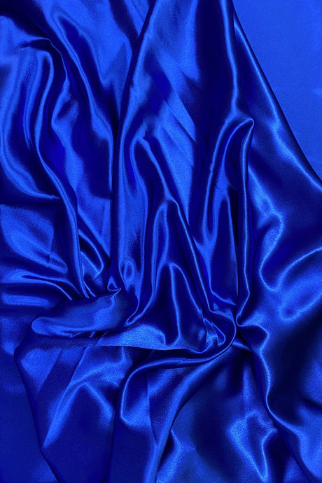 Crepe Satin Polyester Fabric - Royal Blue, Shiny, 58" Width (1 Yard)