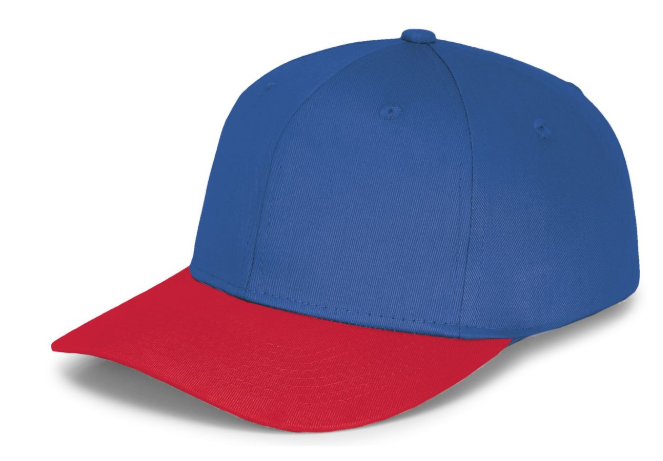 Panel Caps 6204 Cotton Twill Fabric - Royal Blue/Red, Structured 6-Panel, Low-Profile, Snapback Adjustable (One Size)