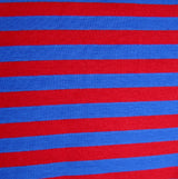 Cotton Lycra Knit Royal Blue and Red 3/8" Stripe