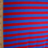 Cotton Lycra Knit Royal Blue and Red 3/8" Stripe