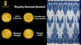 Royalty Damask Beaded Lace Fabric - Damask Pattern, Beaded Mesh, 54" Width (1 Yard)