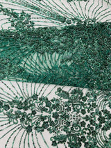 Royalty Damask Beaded Lace Fabric - Damask Pattern, Beaded Mesh, 54" Width (1 Yard)