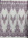 Royalty Damask Beaded Lace Fabric - Damask Pattern, Beaded Mesh, 54" Width (1 Yard)