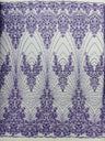 Royalty Damask Beaded Lace Fabric - Damask Pattern, Beaded Mesh, 54" Width (1 Yard)