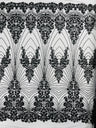 Royalty Damask Beaded Lace Fabric - Damask Pattern, Beaded Mesh, 54" Width (1 Yard)