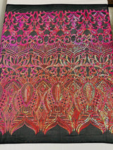 Royalty Sequin Damask 4 Way Stretch Mesh Fabric - Iridescent Sequin Damask, 54" Width (1 Yard)