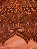 Royalty Sequin Damask 4 Way Stretch Mesh Fabric - Iridescent Sequin Damask, 54" Width (1 Yard)