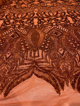 Royalty Sequin Damask 4 Way Stretch Mesh Fabric - Iridescent Sequin Damask, 54" Width (1 Yard)