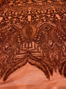 Royalty Sequin Damask 4 Way Stretch Mesh Fabric - Iridescent Sequin Damask, 54" Width (1 Yard)