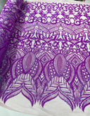 Royalty Sequin Damask 4 Way Stretch Mesh Fabric - Iridescent Sequin Damask, 54" Width (1 Yard)
